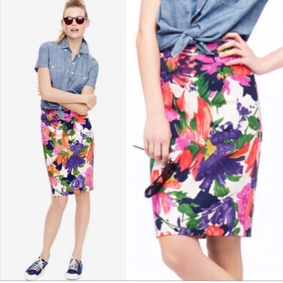 J. Crew Basketweave Floral Pencil Skirt - Picture 10 of 11
